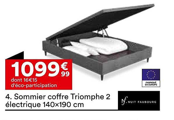 4. Sommier coffre Triomphe 2 électrique 140x190 cm