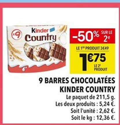 9 BARRES CHOCOLATÉES KINDER COUNTRY