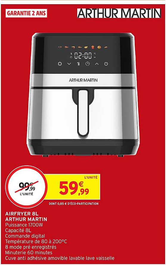 AIRFRYER 8L ARTHUR MARTIN