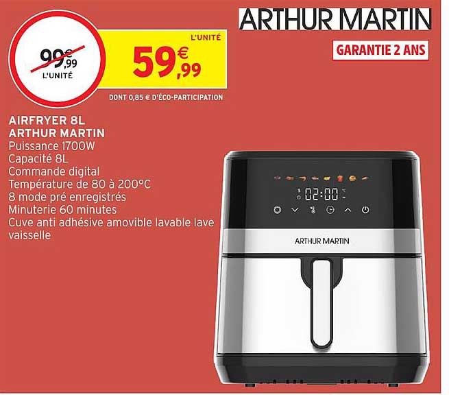 AIRFRYER 8L ARTHUR MARTIN