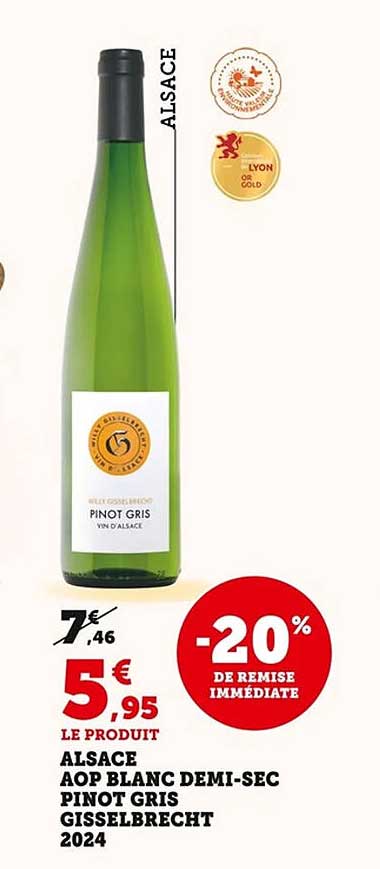 ALSACE AOP BLANC DEMI-SEC PINOT GRIS GISSELBRECHT 2024