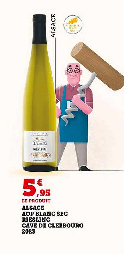 ALSACE AOP BLANC SEC RIESLING CAVE DE CLEEBourg 2023
