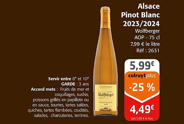 Alsace Pinot Blanc 2023/2024 Wolfberger AOP - 75 cl