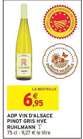 AOP VIN D'ALSACE PINOT GRIS HVE RUHLMANN