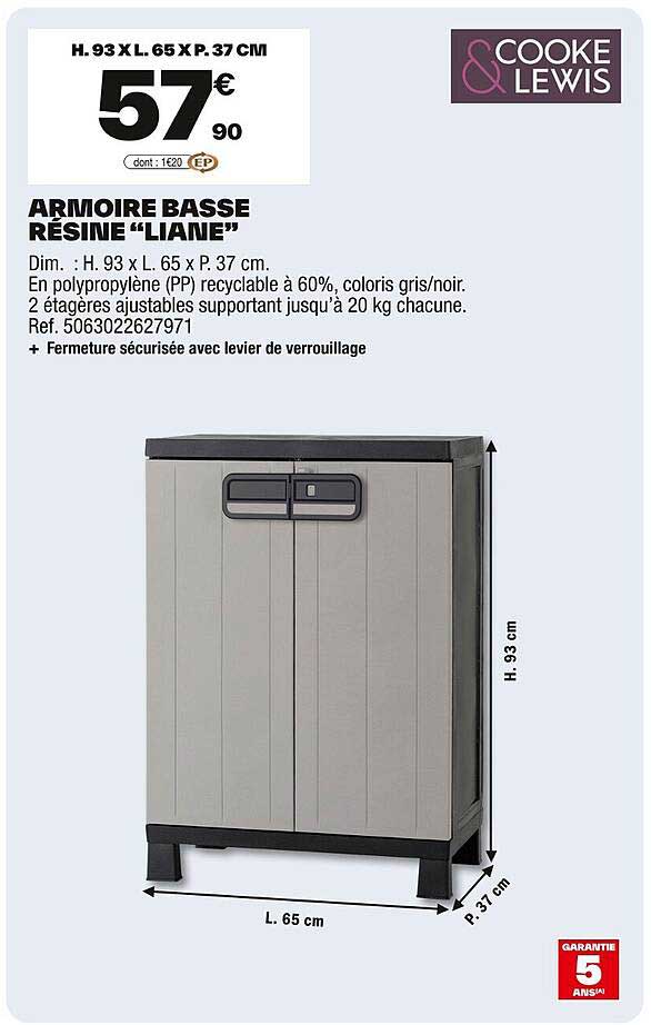ARMOIRE BASSE RÉSINE "LIANE"