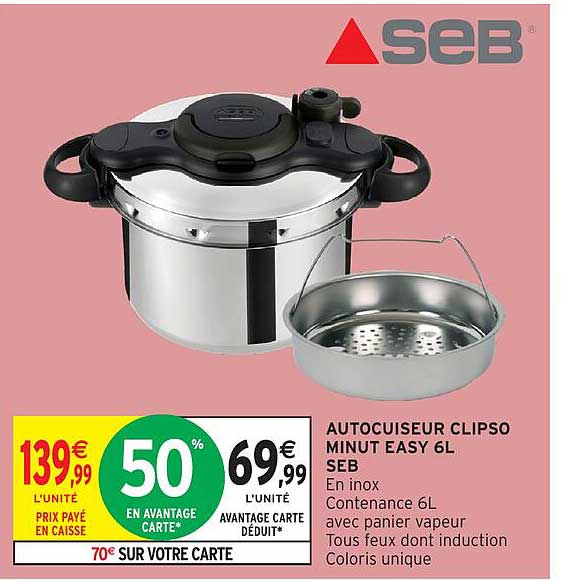 AUTOCUISEUR CLIPSO MINUT EASY 6L SEB
