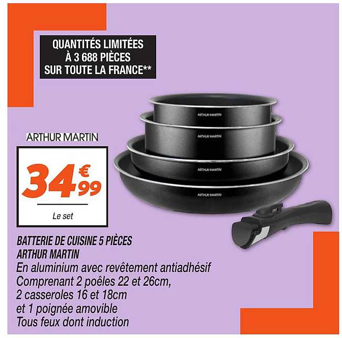 Batterie de cuisine 5 pièces ARTHUR MARTIN