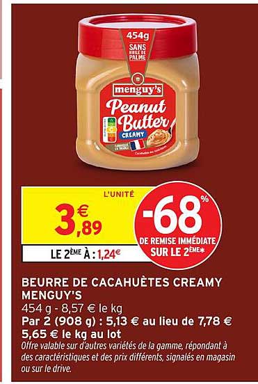 BEURRE DE CACAHUÈTES CREAMY MENGUY'S