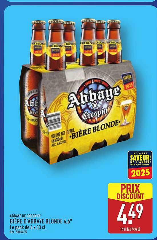 BIÈRE D’ABBAYE BLONDE 6,6°