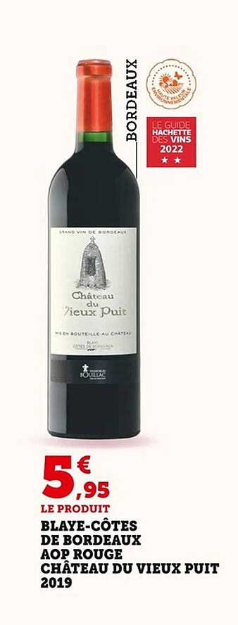Blaye-Côtes de Bordeaux AOP Rouge Château du Vieux Puit 2019