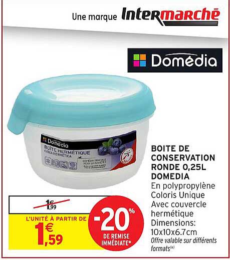 BOITE DE CONSERVATION RONDE 0,25L DOMÉDIA