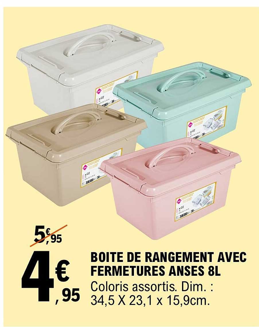 BOITE DE RANGEMENT AVEC FERMETURES ANSES 8L