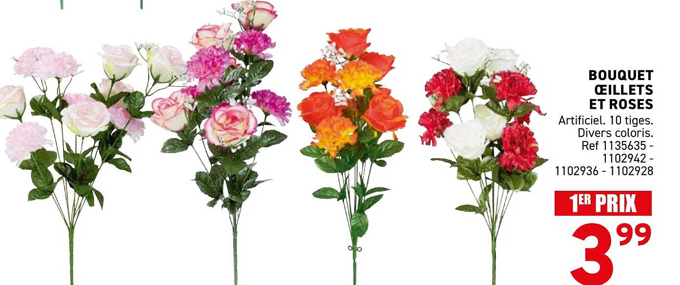 BOUQUET ŒILLETS ET ROSES