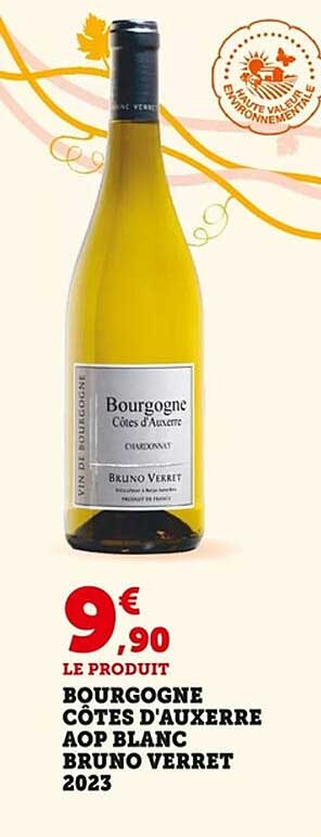 Bourgogne Côtes d'Auxerre AOP Blanc Bruno Verret 2023
