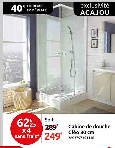Cabine de douche Cléo 80 cm