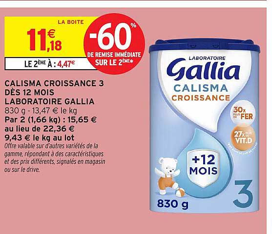 CALISMA CROISSANCE 3 DÈS 12 MOIS LABORATOIRE GALLIA