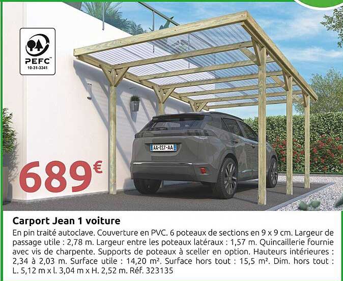 Carport Jean 1 voiture