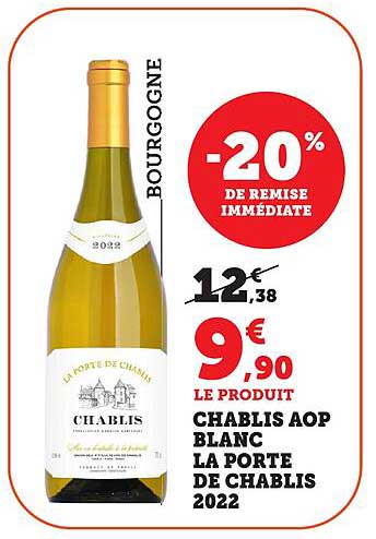 CHABLIS AOP BLANC LA PORTE DE CHABLIS 2022