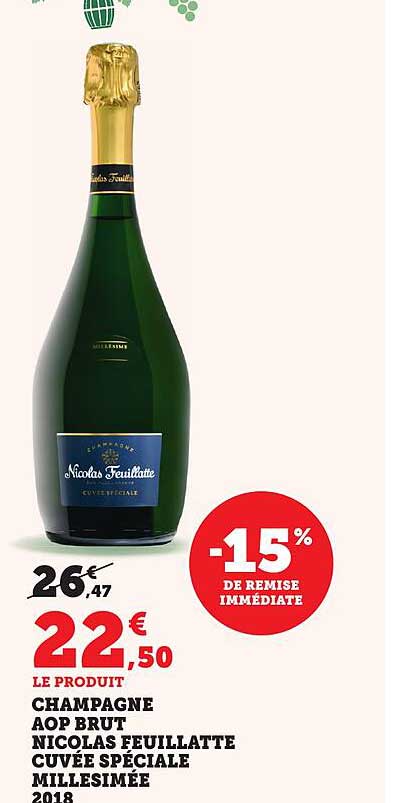 CHAMPAGNE AOP BRUT NICOLAS FEUILLATTE CUVÉE SPÉCIALE MILLESIMÉE 2018