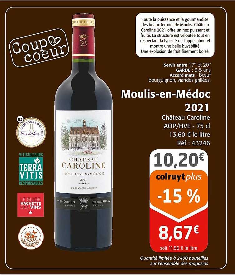 Château Caroline 2021 - Moulis-en-Médoc AOP/HVE - 75 cl