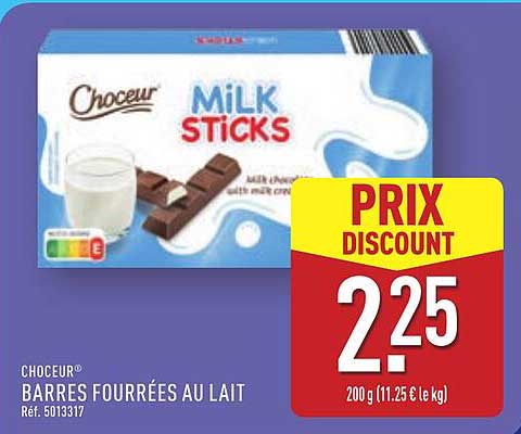 CHOCEUR® BARRSES FOURRÉES AU LAIT
