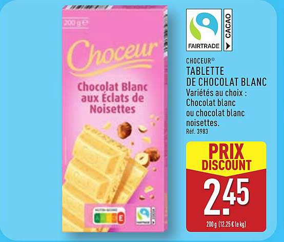CHOCEUR TABLETTE DE CHOCOLAT BLANC