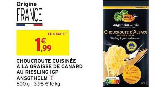 CHOUCROUTE CUISINÉE À LA GRAISSE DE CANARD AU RIESLING IGP ANGSTHELM