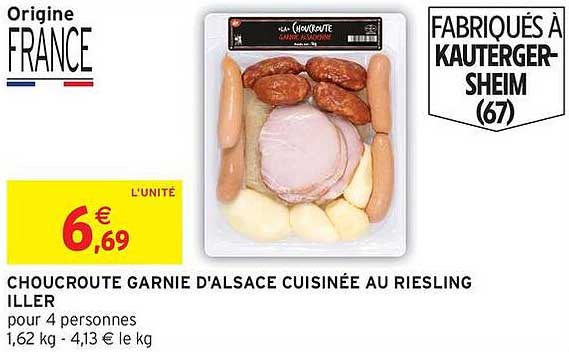 CHOUCROUTE GARNEE D'ALSACE CUISINEE AU RIESLING ILLER