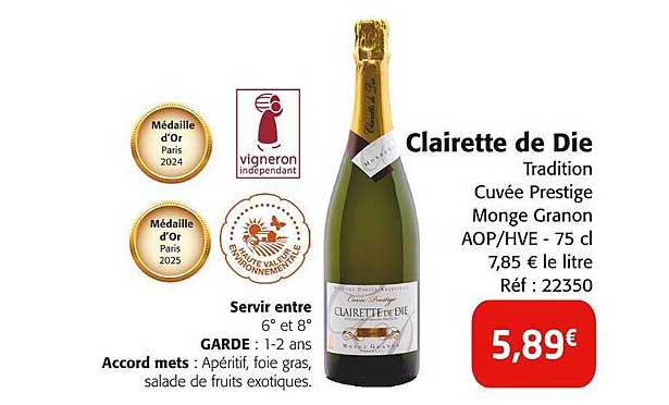 Clairette de Die Tradition Cuvée Prestige Monge Granon AOP/HVE - 75 cl