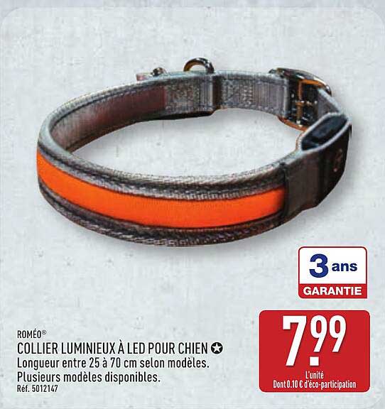 COLLIER LUMINEUX À LED POUR CHIEN