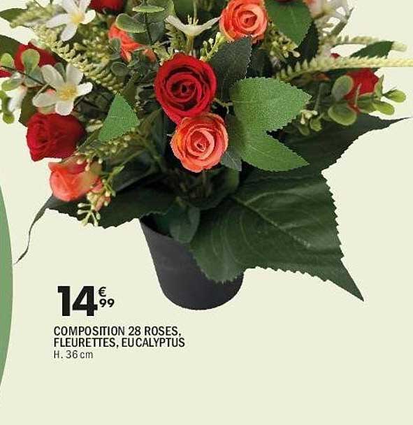 COMPOSITION 28 ROSES, FLEURETTES, EUCALYPTUS