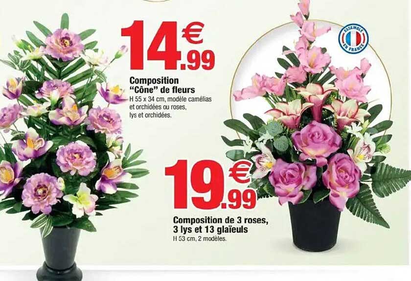 Composition “Cône” de fleurs