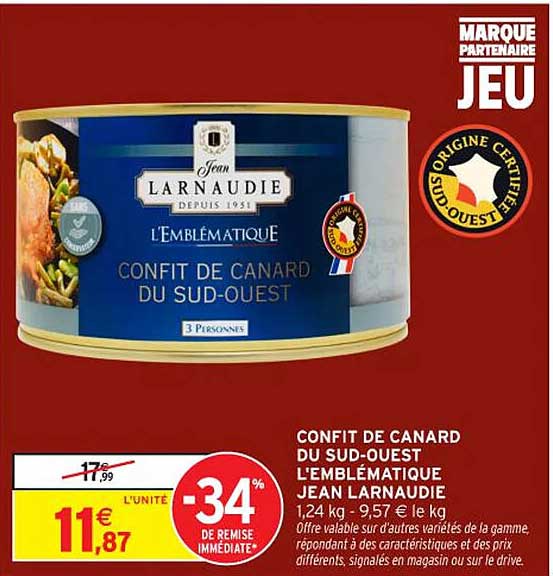 CONFIT DE CANARD DU SUD-OUEST L'EMBLÉMATIQUE JEAN LARNAUDIE