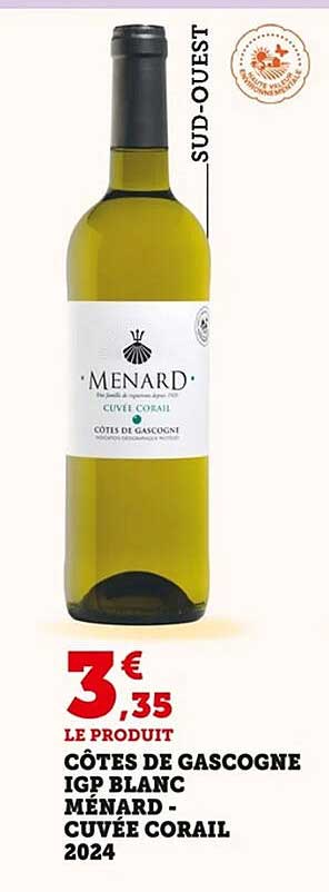 CÔTES DE GASCOGNE IGP BLANC MÉNARD - CUVÉE CORAIL 2024
