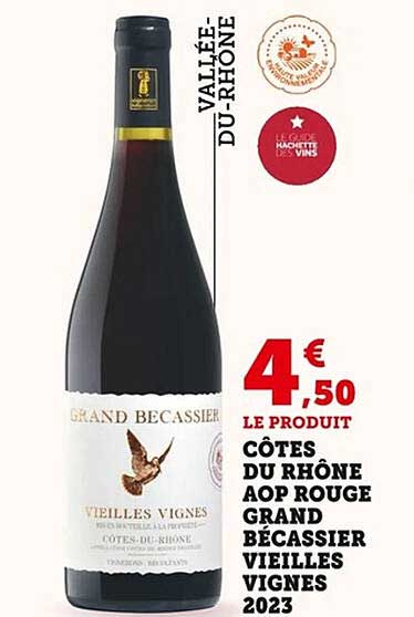 CÔTES DU RHÔNE AOP ROUGE GRAND BÉCASSIER VIEILLES VIGNES 2023