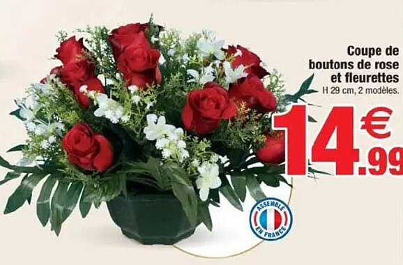 Coupe de boutons de rose et fleurettes