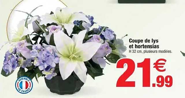 Coupe de lys et hortensias