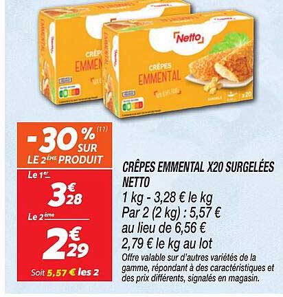 CRÊPES EMMENTAL X20 SURGELÉES NETTO