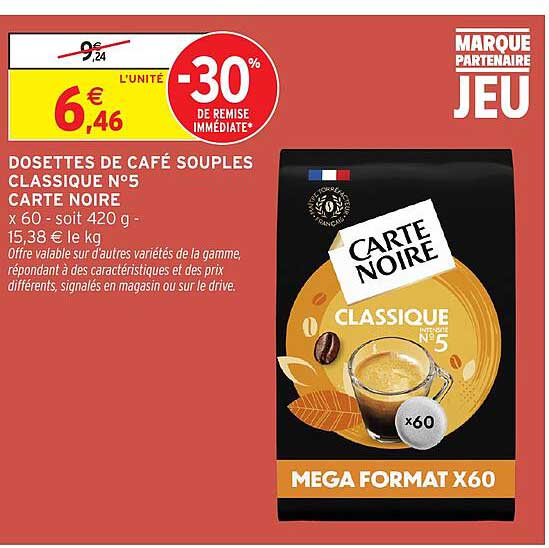 DOSSETTES DE CAFÉ SOUPLES CLASSIQUE N°5 CARTE NOIRE