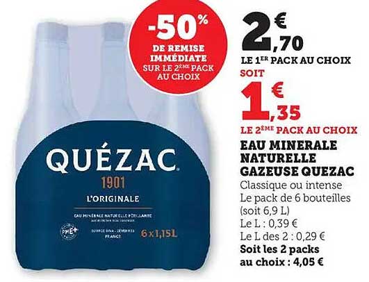 EAU MINERALE NATURELLE GAZEUSE QUEZAC
