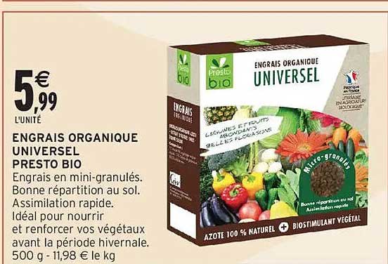 ENGRAIS ORGANIQUE UNIVERSEL PRESTO BIO