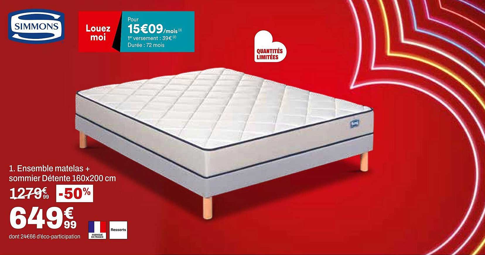 Ensemble matelas + sommier Détente 160x200 cm