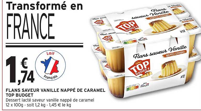 Flans saveur vanille nappé de caramel TOP BUDGET