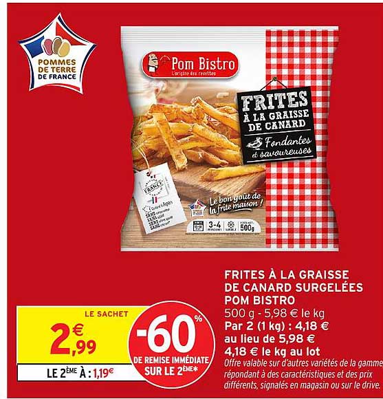 FRITES À LA GRAISSE DE CANARD SURGELÉES POM BISTRO