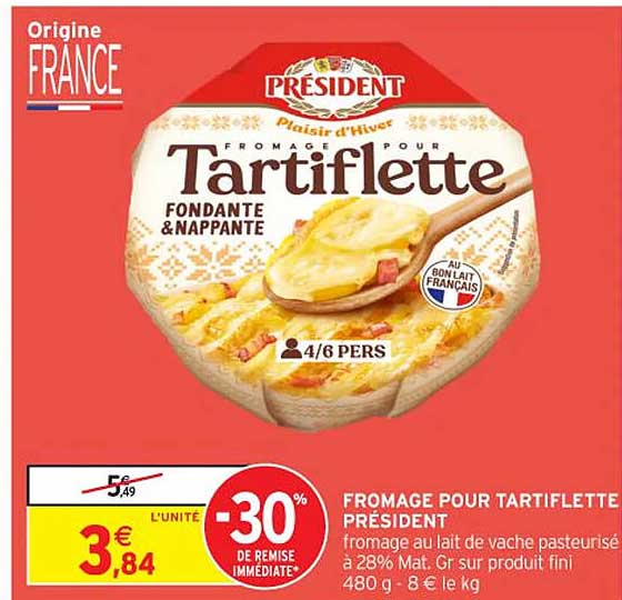 FROMAGE POUR TARTIFLETTE PRÉSIDENT
