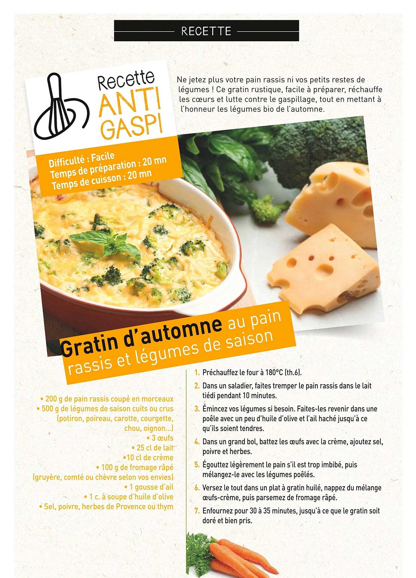 Gratin d'automne au pain rassis et légumes de saison