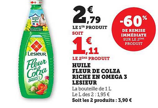 HUILE FLEUR DE COLZA RICHE EN OMEGA 3 LESIEUR