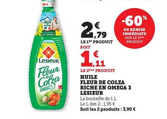 HUILE FLEUR DE COLZA RICHE EN OMEGA 3 LESIEUR