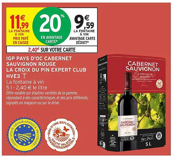 IGP PAYS D'OC CABERNET SAUVIGNON ROUGE LA CROIX DU PIN EXPERT CLUB