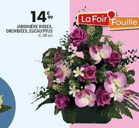 JARDINIÈRE ROSES, ORCHIDÉES, EUCALYPTUS